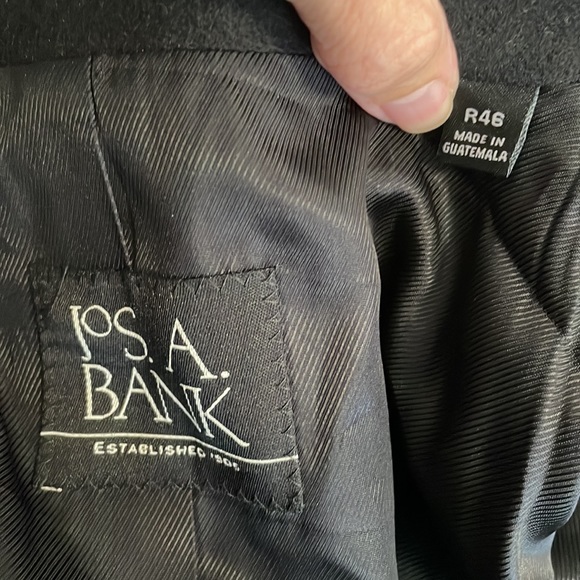 Jos. A. Bank 100% Wool Long Black Overcoat 46R - Picture 7 of 8
